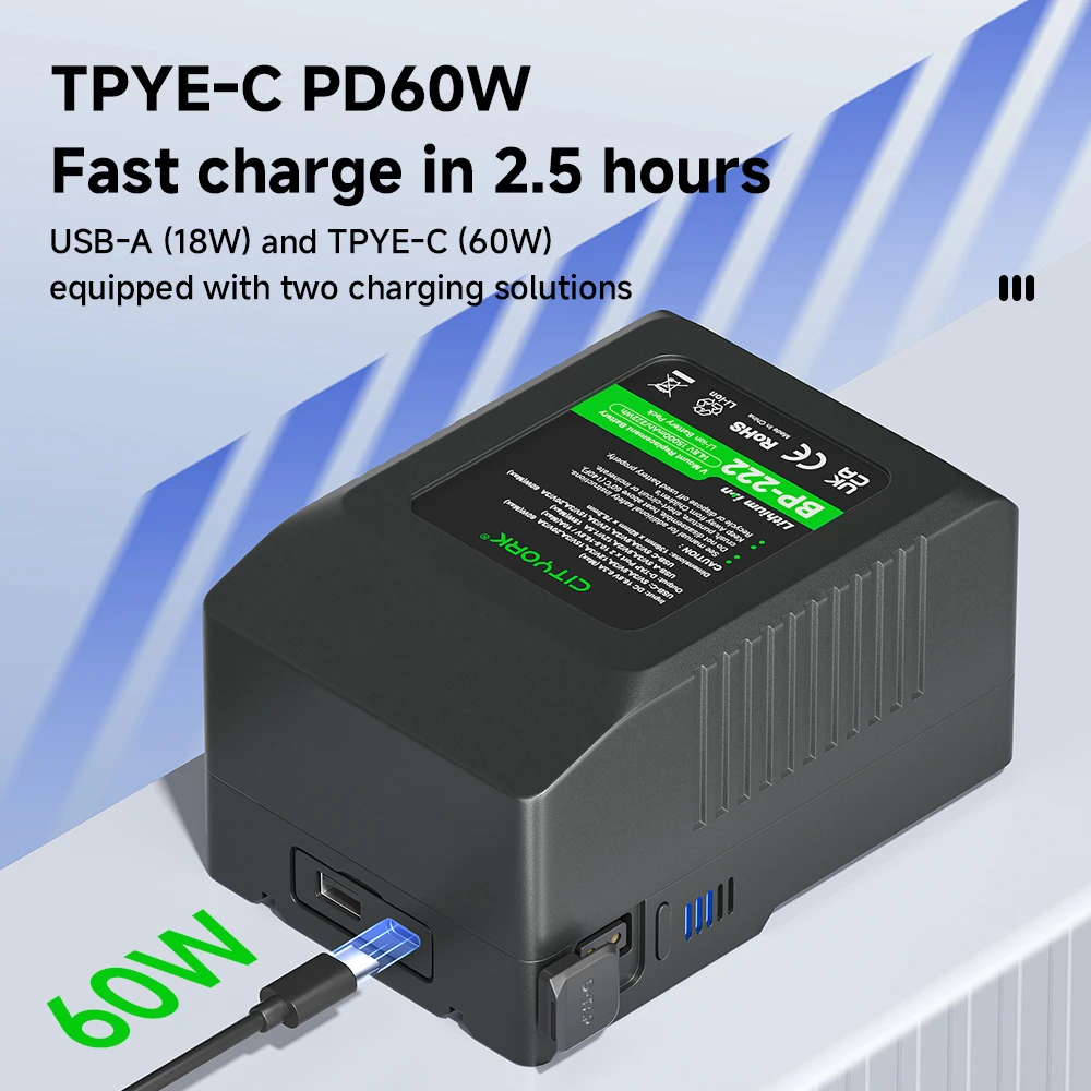 PALO 15000mAh V Mount V-Lock Batería BP-222Wh V Lock Batería para cámara Sony Blackmagic URSA teléfonos inteligentes portátiles
