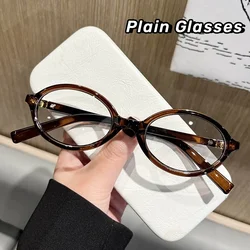 Gafas ovaladas de montura pequeña para mujer, anteojos lisos, Retro, coreanos, antiluz azul, protección ocular, gafas ópticas para mujer