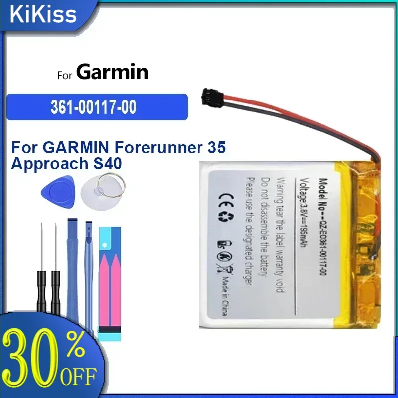 Battery 195mAh 361-00117-00 (401920) For GARMIN Forerunner 35 Approach S40 Vivoactive 4S Smart Watch