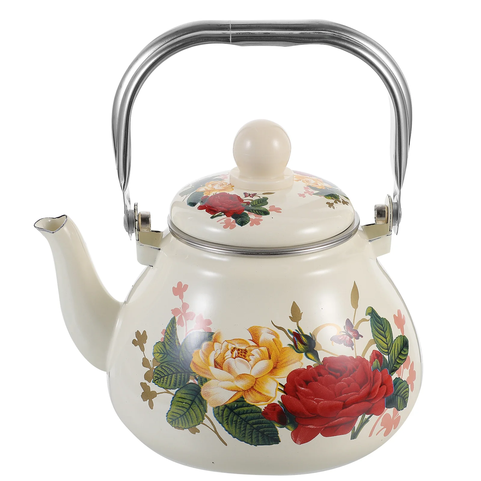 

Flower Teapot Enamel Water Bottle Jug Coffee Boiling Kettle Small for Stove Top