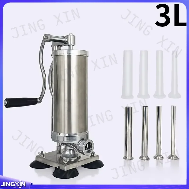 custom for 3L Stainless Steel Sausage Stuffer Manual Meat Filler Rack and Pinion Drive Kitchen Tool Home DIY Salami Maker