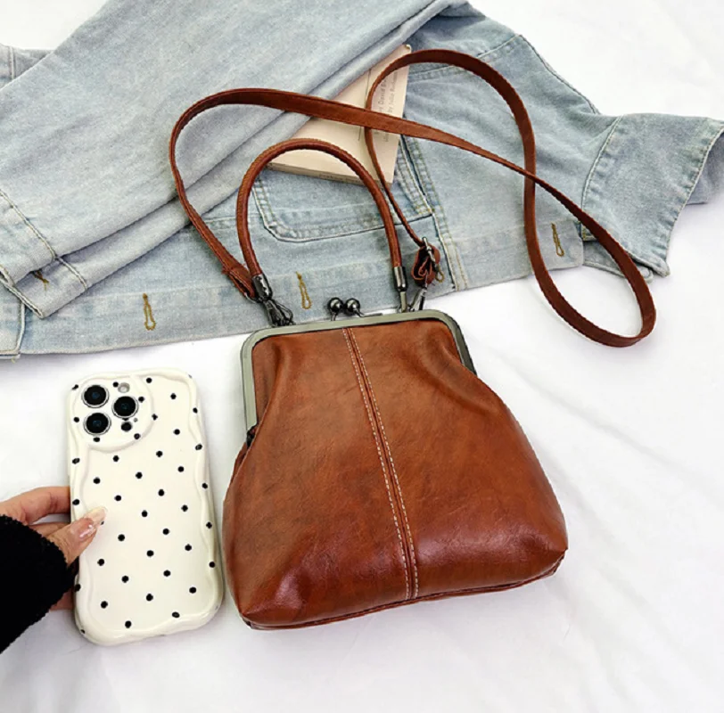 2025 New Fashion Vintage Soft Leather Cosmetic Bag Purse Women's Handbag Crossbody Shoulder Bags Evening Party Totes Wallet