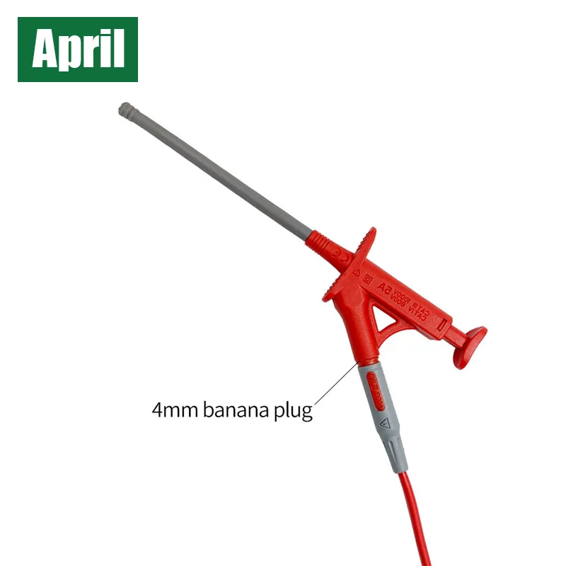 Quick Test Hook Clip, Professional Insulated High Voltage Flexible Test Probe, 4mm Banana Plug