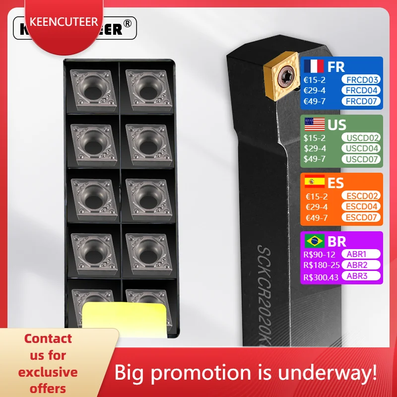 

SCKCR Series External Turning Tool CNC Lathe Bar Cutter Holder SCKCR1212 SCKCR1616 SCKCR2020 SCKCR2525 Compatible with SCKCL