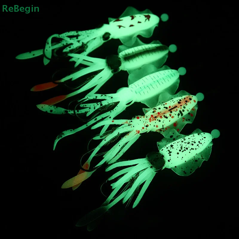 Soft Squid Bait Fishing Trolling Lure Octopus Head Jigs 20g Luminous UV Squid Jig For Deep Sea Boat Fishing Wobblers Bait