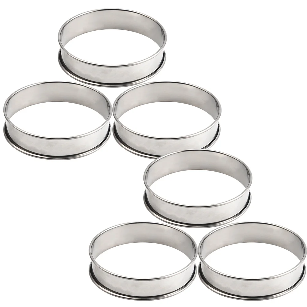 

6pcs Stainless Steel Baking Mold Cookie Molds Dessert Mousse Round Multifunction Ring Cake Puck Reusable Non stick