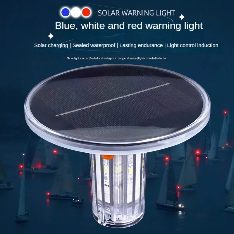 Solar Powered 3 Colors(R/W/B) Warning LED Flashing Light Waterproof 3 Dimmers Explosion-proof Ship Navigation Beacon Signal Lamp