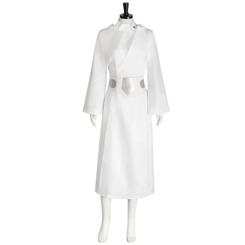 

2025 aaa Leia Organa Solo, белый костюм для косплея с длинными рукавами, Хэллоуин, маскарад, карнавал, наряды для вечеринок для женщин