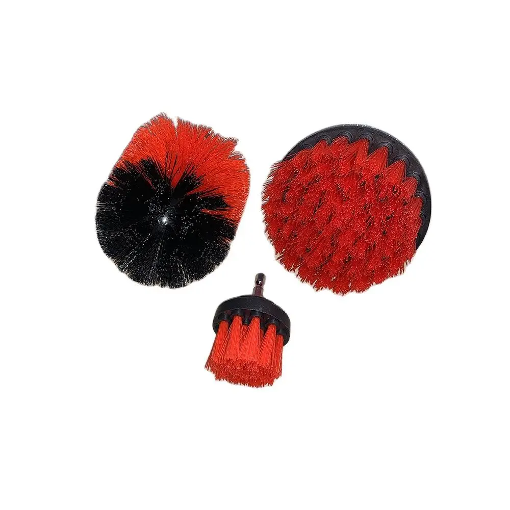 Red set brush heads for screwdriver and drill for dry cleaning brush for cleaning, a set of brush heads, brush on srewdriver