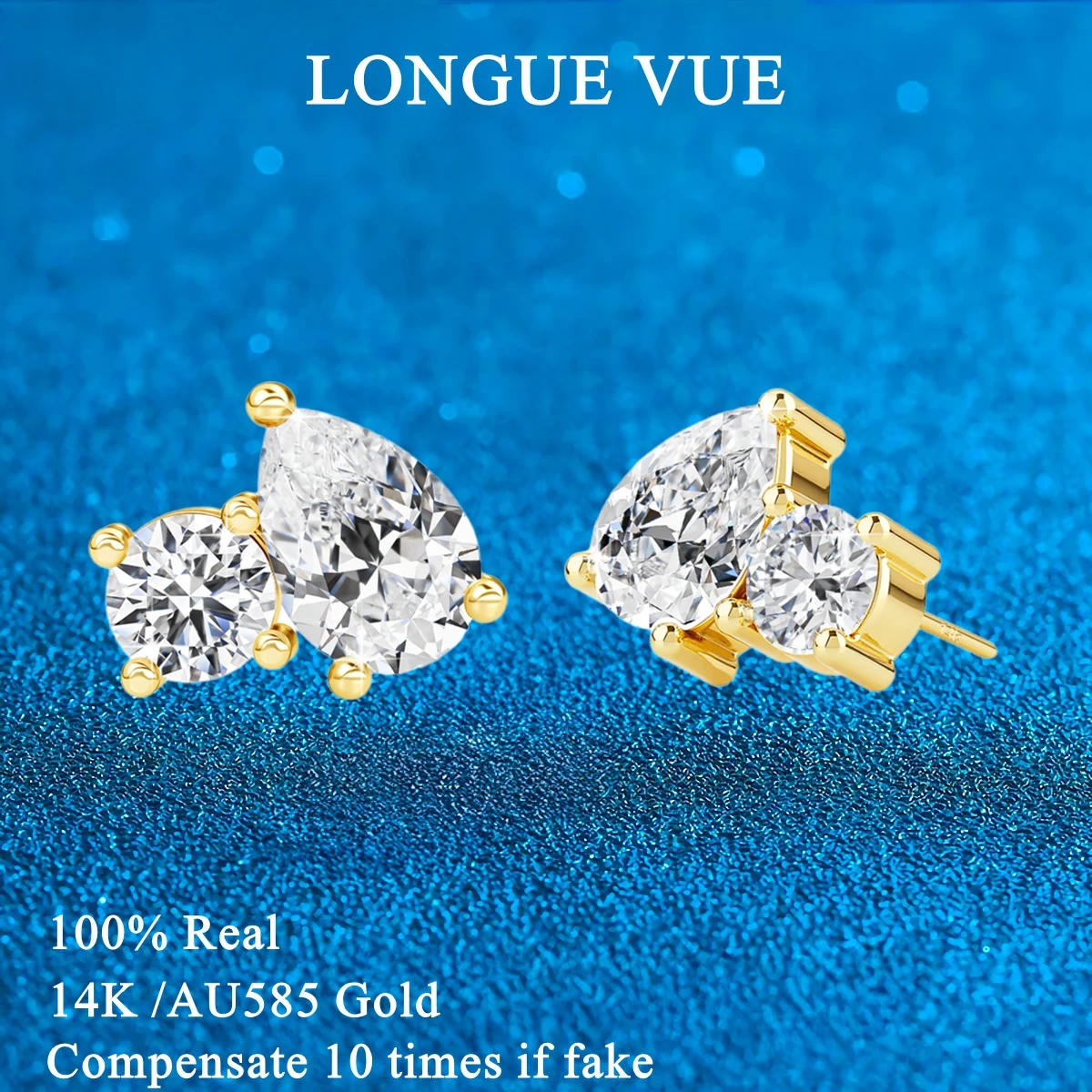 

D Color VVS1 Pear Moissanite Ear Stud 14K Gold Earrings for Women Girls Sparkling Piercing Earring Wedding Party Fine Jewelry