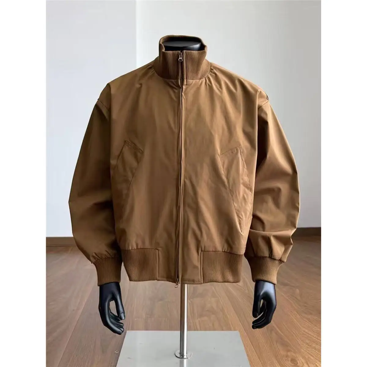 

Loose Men's Jaet 2024 Spring Autumn Street Sle Harajuku Trendy Outerwear Polyester Stand Fit Long Sve Thiened Jaet