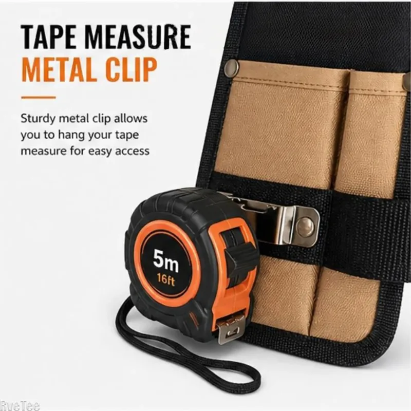 Portable Electrician Tool Belt Pouch With Tape Measure Hooks Elastic Straps Work Tool Storage Organizer