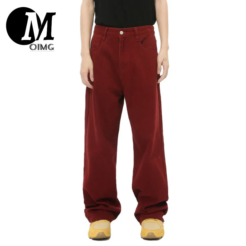 [OIMG] Autumn New Product Niche High Street Vertical Ankola Red Relaxation Straight leg Jeans