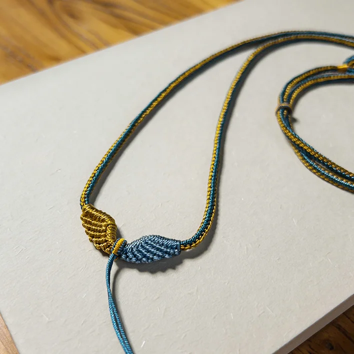 Angel Wings High-grade Handmade Rope Gold Pendant Rope Emerald Pendant Lanyard Ping An Buckle Hanging Necklace Rope Adjustable