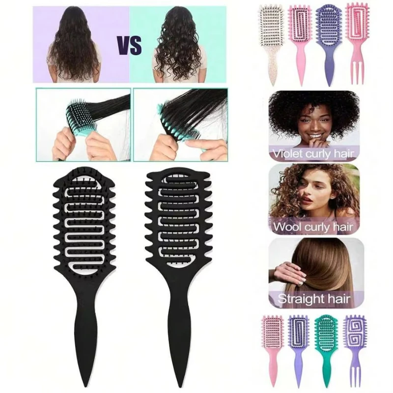 Curly Hair Setting Styling Brush Hollow Out Detangling Hair Brush Bouncing Air Cushion Comb Shaping Barber Hairdressing Tools