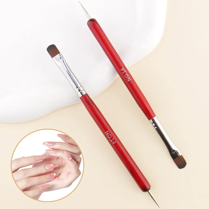 1/4個入り フレンチネイルアートブラシ デュアルエンド ネイルアート ドットペン アクリル描画 ラインストーン ジェルペイント 木製/アクリルハンドル