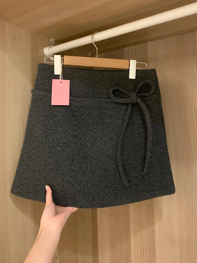 

ay шерстяная юбка женская Thiened трапециевидной формы для похудения осень-зима юбка Sweet Sle с высокой талией Bum Covering