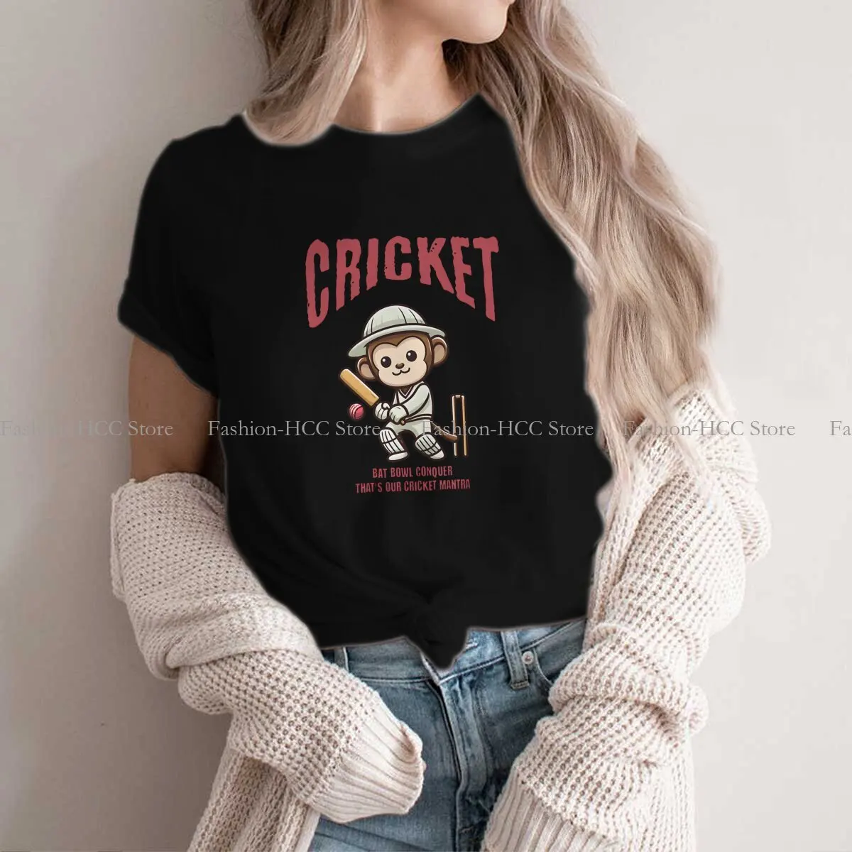 

Cricket Newest Polyester TShirts Monkey Female Style Streetwear T Shirt O Neck