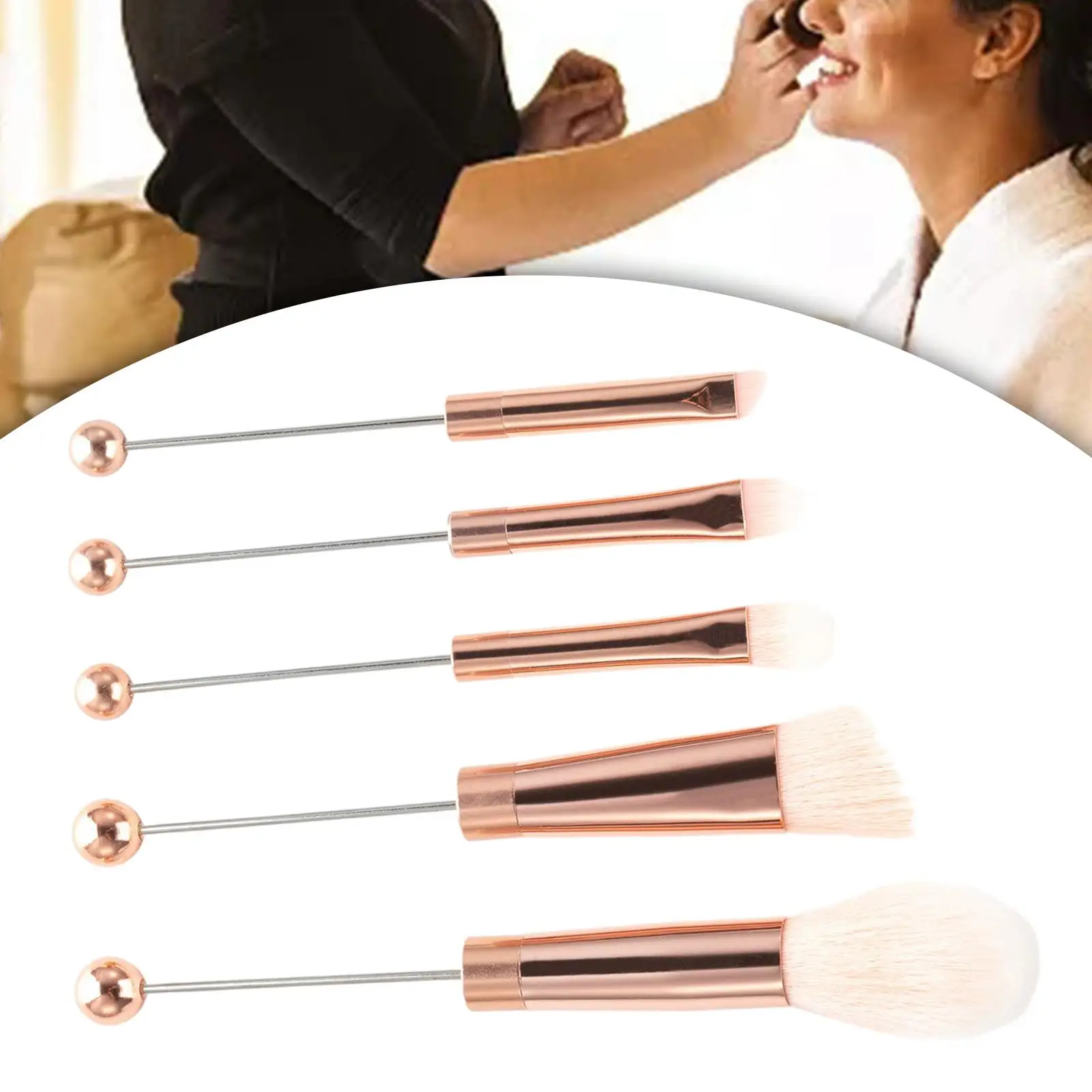 Ensemble de pinceaux perlés pour fard à barrage, pinceaux de maquillage professionnels pour la routine de beauté des femmes, 5 pièces