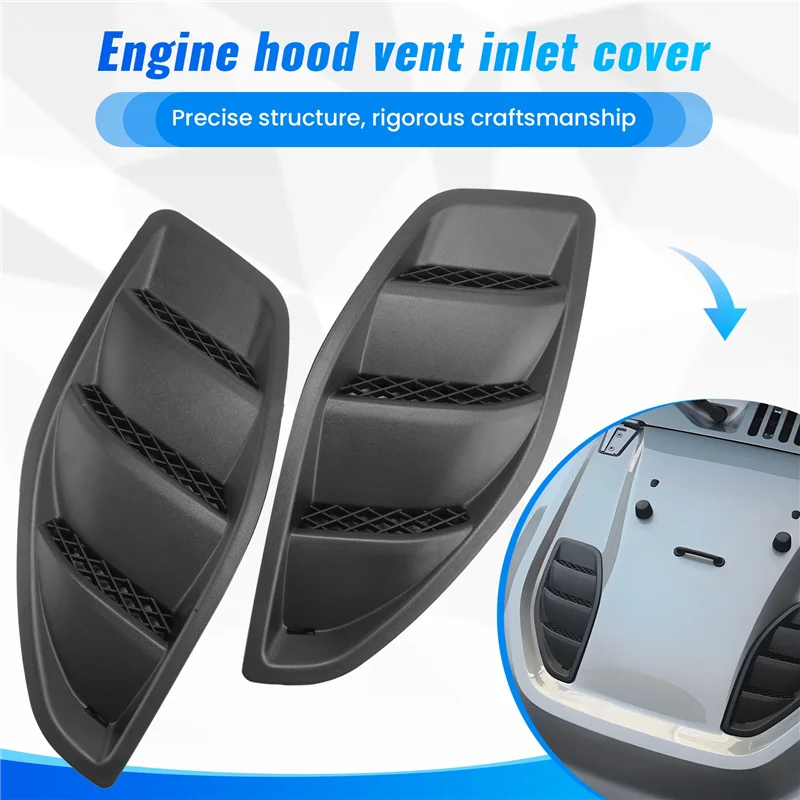 AC34-Car Left Right Engine Hood Dome Louvers Air Inlet Vents Bezel Fit For Jeep JK Wrangler 2007-2017
