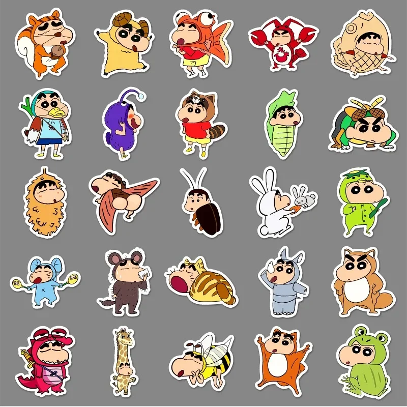 50pcs Anime Crayon Shinchan Stickers Cartoon Stickers Toy Laptop Motorcycle Suitcase Sticker Kids Christmas Birthday Party Gift