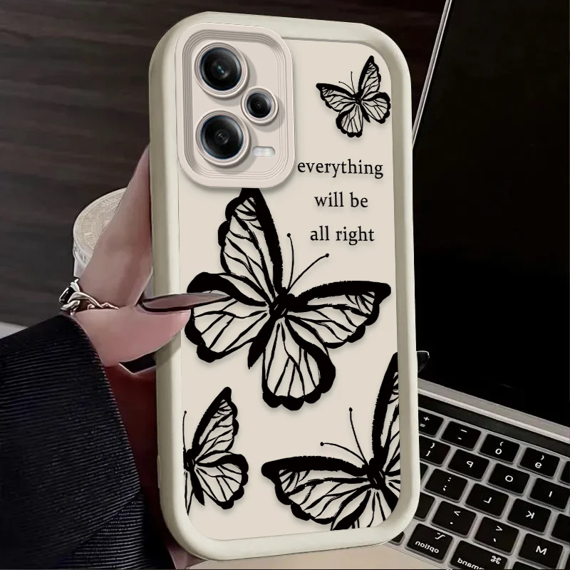 ピンクの蝶の美的ケース Xiaomi Redmi A5 A4 A3 A3X A2 A1 Plus 13X Redmi K80 Ultra K70 K70E K60 K60E K50 K40 K40S K30用