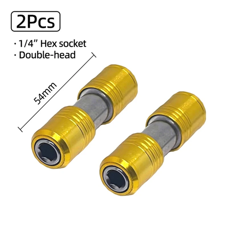 Soporte de puntas de destornillador portátil, varilla de extensión de doble cabeza, liberación rápida, enchufe adaptador de tornillo hexagonal de 1/4 pulgadas, 2 piezas
