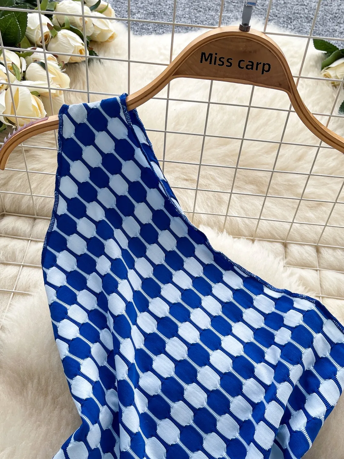 توب أنبوبي فاخر بنقشة مربعات للنساء، تصميم صيفي غير متماثل، قميص أنيق وفريد بياقة جانبية مطبوعة، نمط عملي ضيق #2