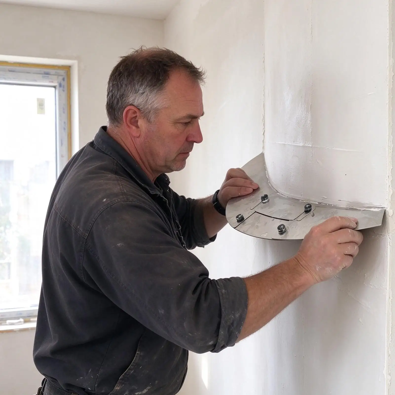 Adjustable Arc Trowel 25.98in Metal Gypsum Cement Leveling Tool Adjustable Arc Curved Finishing Trowel For Plaster Concrete