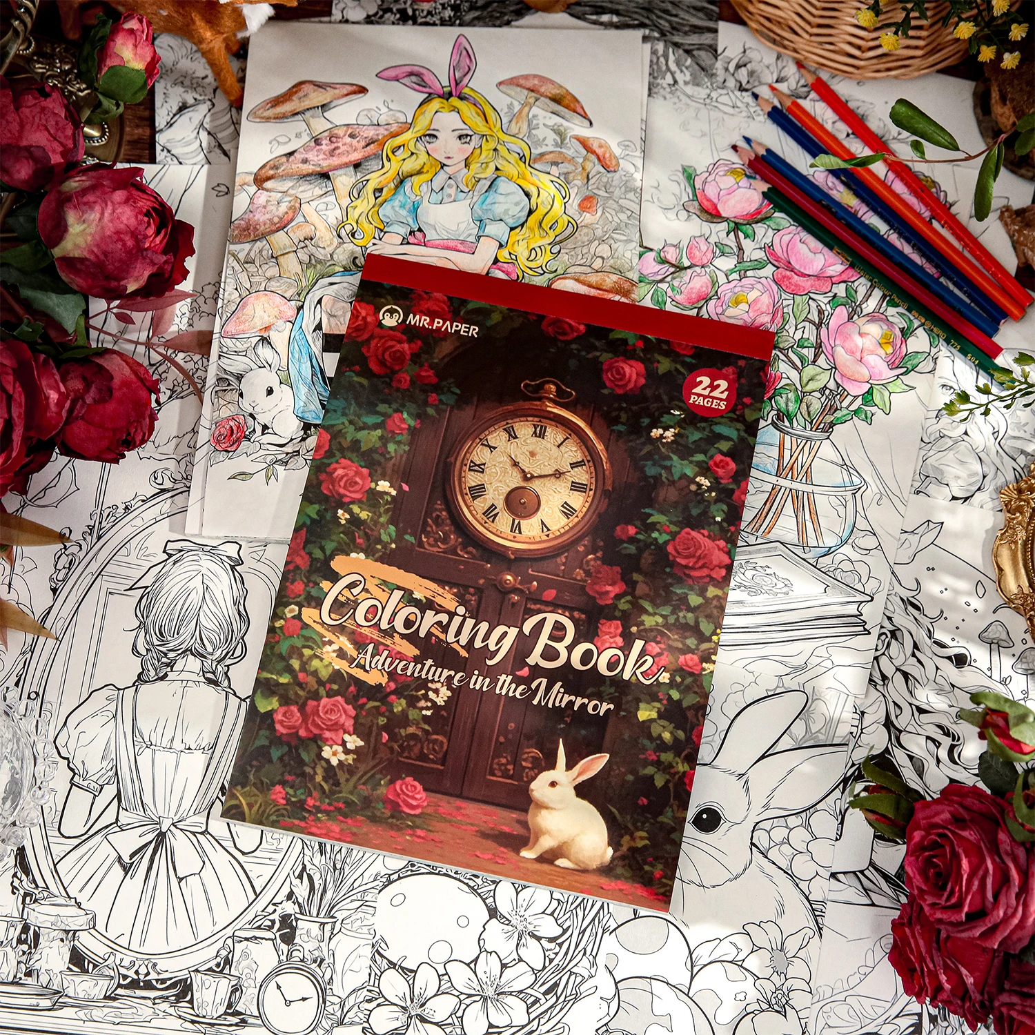 Mr Paper 22pcs/bag Mirror Encounter Series Girls Animal Patterns Colouring Book Colouring Doodle Painting Book