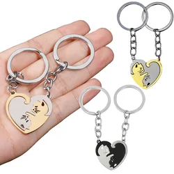 Porte-clés rond créatif en forme de cœur pour Couple amoureux, pendentif de sac, accessoires de voiture, cadeau