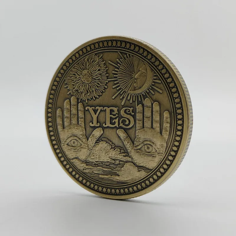 1PC Bronze Yes/No Decision Making Coin Skulls and Angels Challenge Coin Good Luck Commemorative Coin Souvenir Collectible Coins