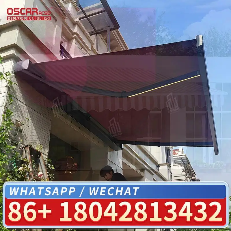Full Cassette Retractable Remote Control Waterproof Shade European American Outdoor Garden Balcony Awning Retractable Awning