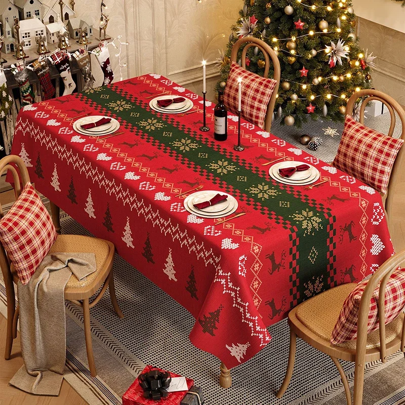 2026 Waterproof Tablecloth for Christmas Aesthetic Happy New Year Dining Table Decoration Reusable Anti-Scratch Insulation Pad