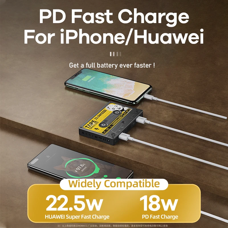 Remax 10000mAh Power Bank QC22.5W Super Fast Charging Portable Mobile Battery Digital Display Retro 18W For Apple Xiaomi HUAWEI