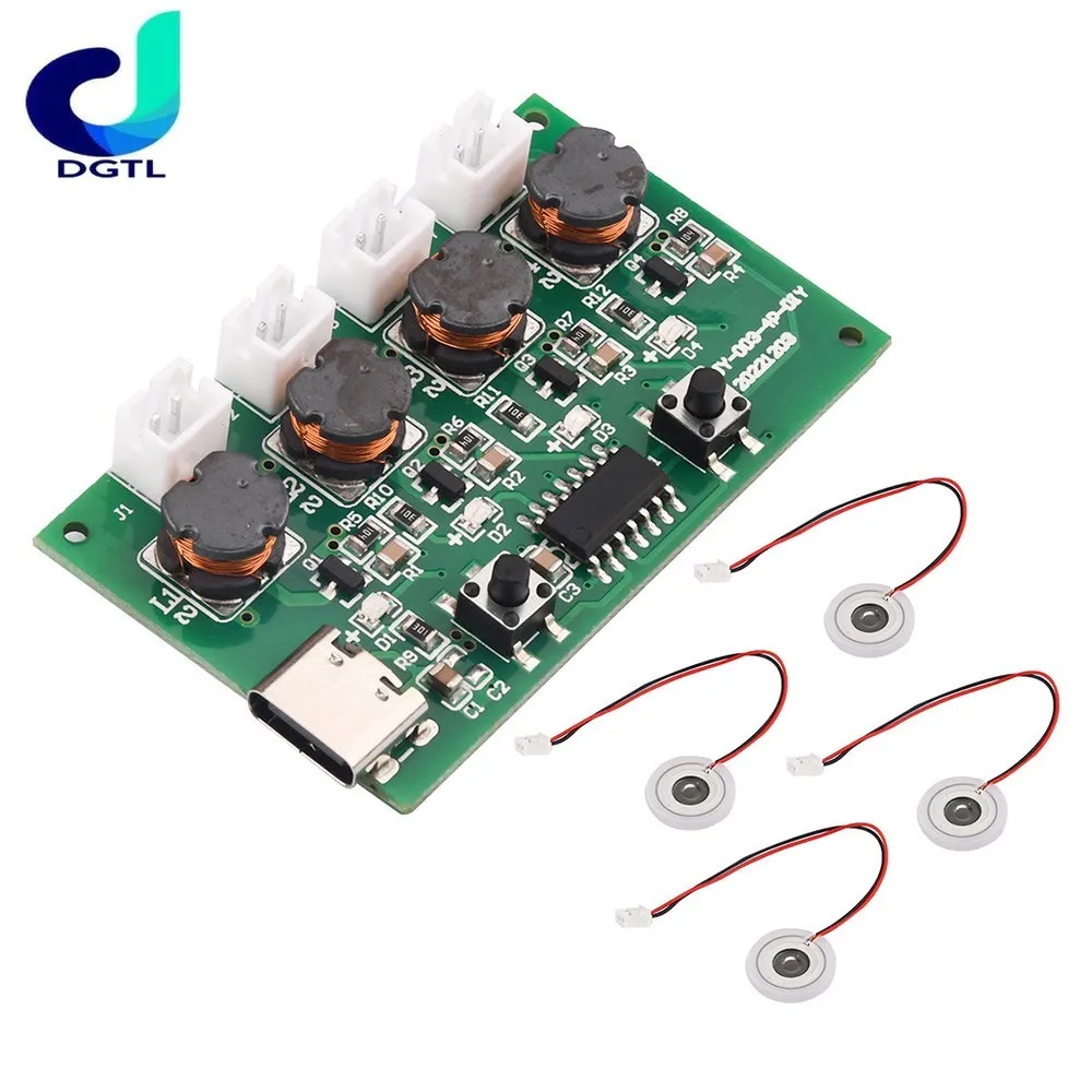 

Type-C USB Four Spray Humidifier Module DIY Humidifier Control Board Atomizer Drive Board Four Way Ultrasonic Drive Board