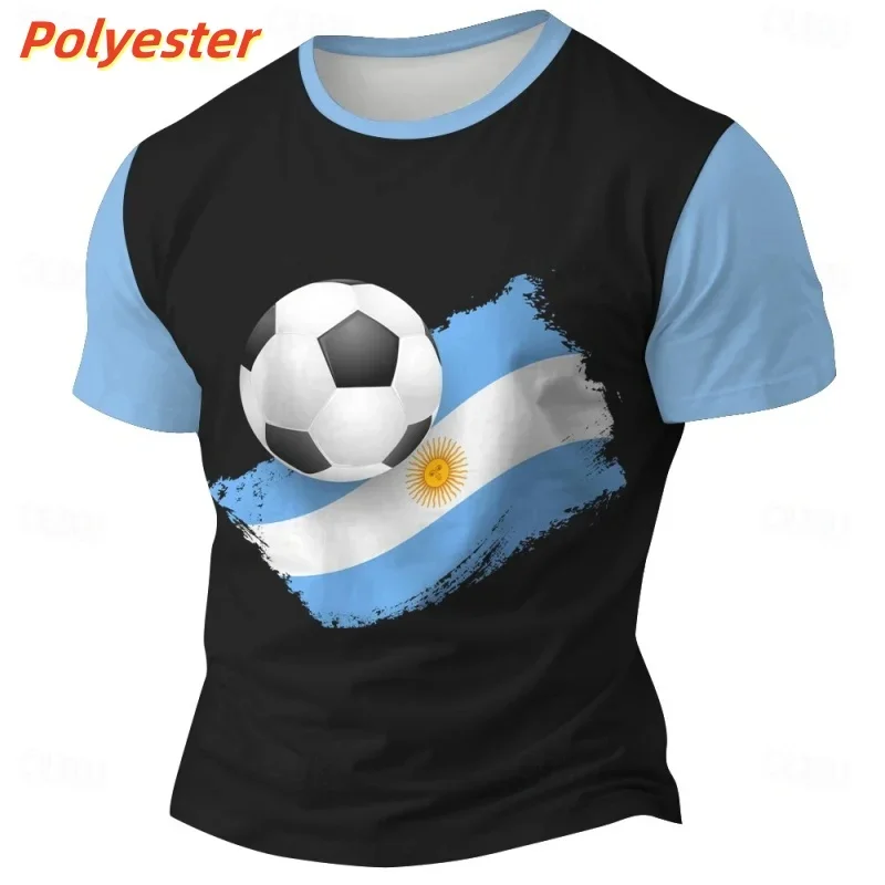 ثلاثية الأبعاد طباعة كرة القدم الأرجنتينية تي شيرت للرجال الأرجنتين الجرافيك قصيرة الأكمام تيز الصيف موضة الجولة الرقبة بلايز الشارع تي شيرت