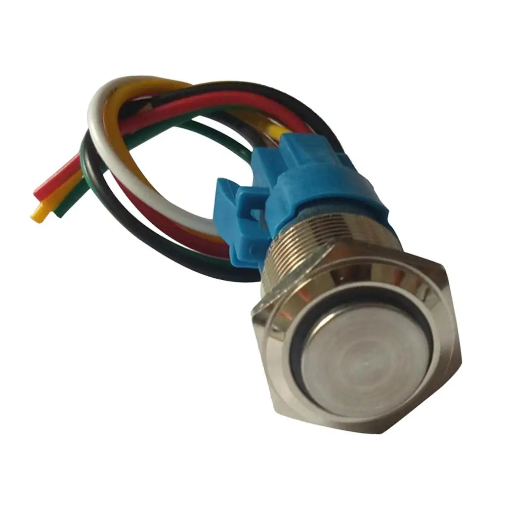 3-6V Momentary IP65 250V/5A Push Button Switch with Wire Connector(Yellow/White/Red/Green/ Blue)