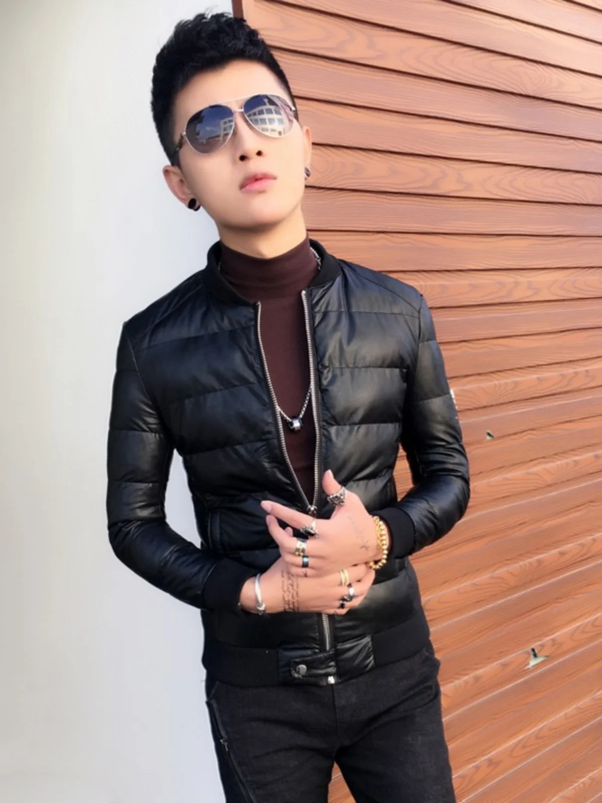 

Утепленная приталенная хлопковая куртка Bla Thiened 2025: Молодежная повседневная теплая зимняя куртка для мужчин, модная верхняя одежда из кожи и хлопка