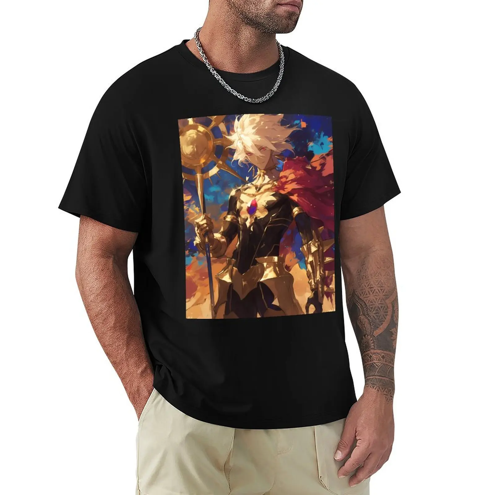 Karna Red Lancer - Fate Grand Order - Warrior of the Sun T-Shirt Sports Casual Short Sleeve Cotton Tee