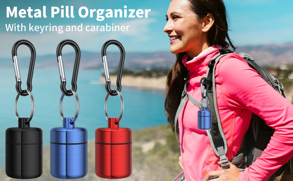 Neue Premium Tragbare Mini Pille Fall Schlüsselbund Box Wasserdichte Reise Container Flasche mit Schlüsselring für Medizin Ohr Stecker Schmuck – Detail 8