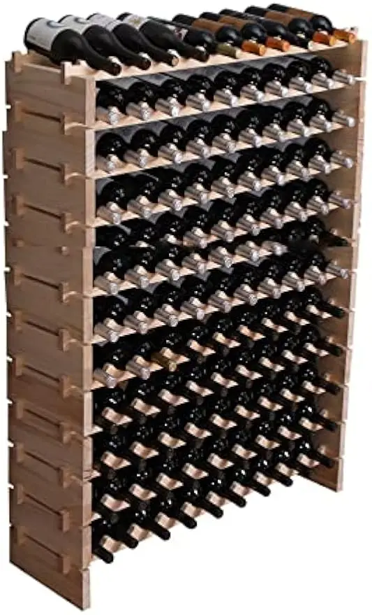 

Отдельно стоящий деревянный шкаф для вина, штабелируемый шкаф для хранения 120 бутылок, простая сборка