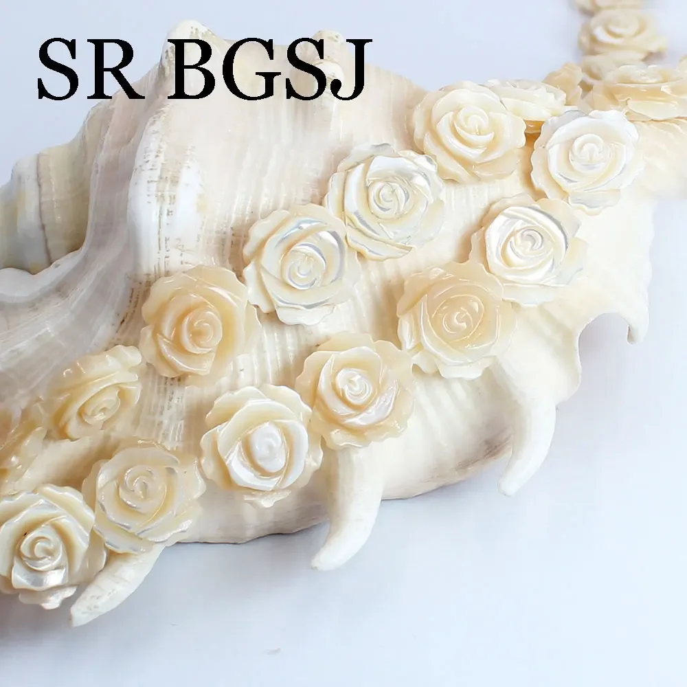 15mm 10pcs High Quality AAA Grade Flower Double Carved  Sea Shell Gemstone Jewelry DIY Loose Spacer Beads 15inches