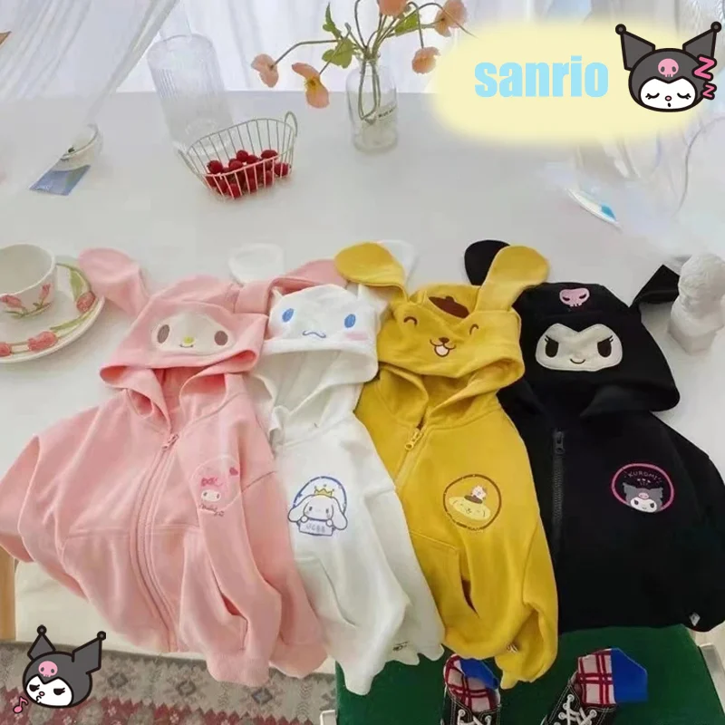 

Sanrio Kawaii My Melody пальто Kuromi Cinnamoroll Pompompurin детский мультяшный милый Принт толстовка с капюшоном Ins милый модный топ