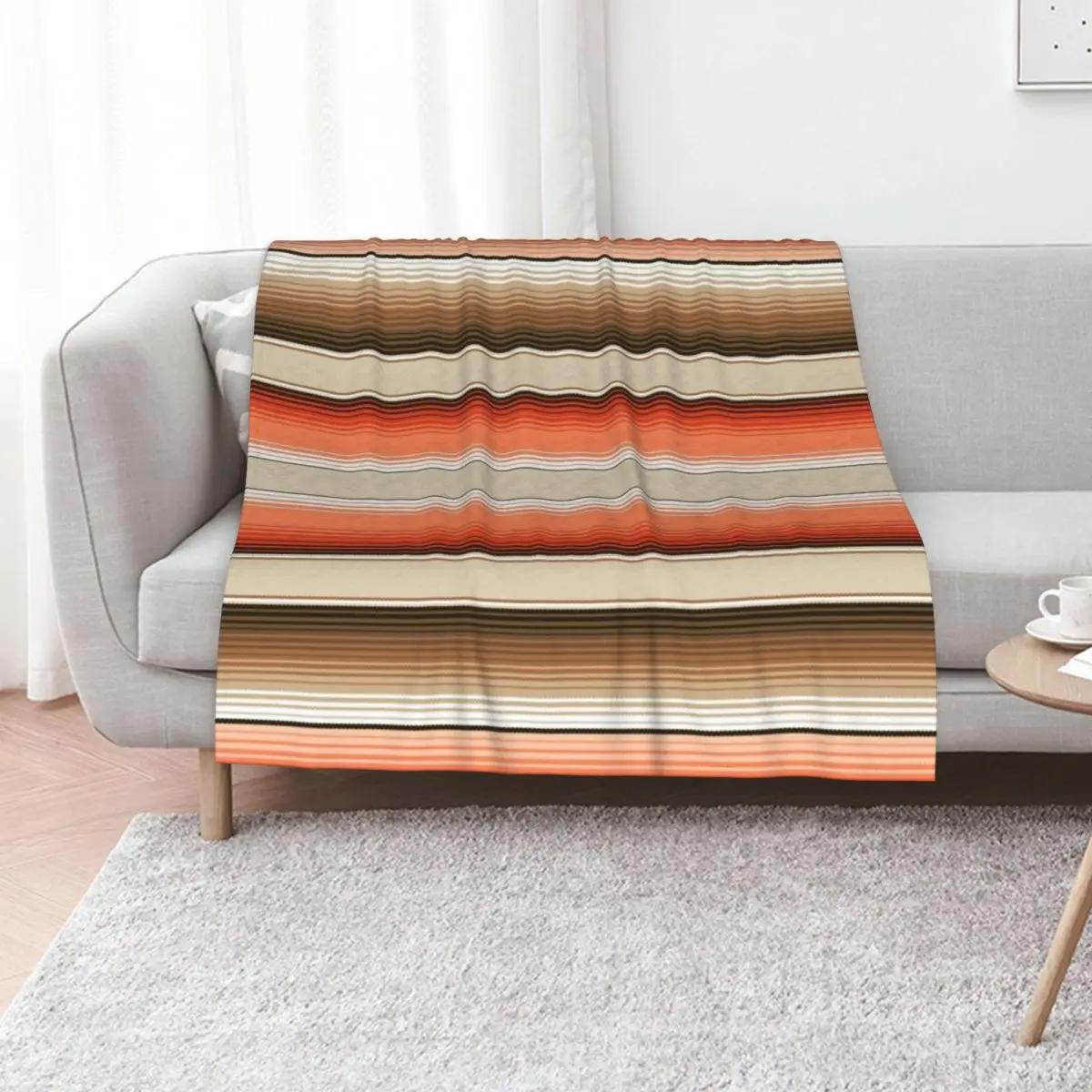 

Navajo White, Burnt Orange and Brown Southwest Serape Blanket Stripes Throw Blanket Cute halloween Sofa Throw Thermal Blankets