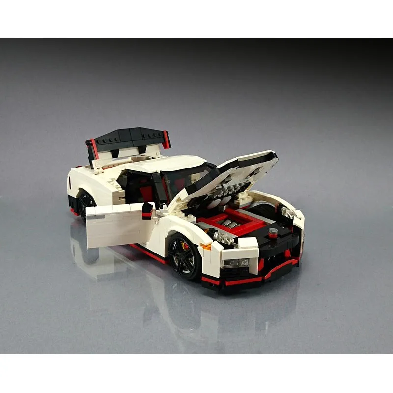 MOC-20518 White New GTR R35 Supercar Assembly Stitching Building Block Model 1006 Building Block Parts MOC Creative Toy Gift