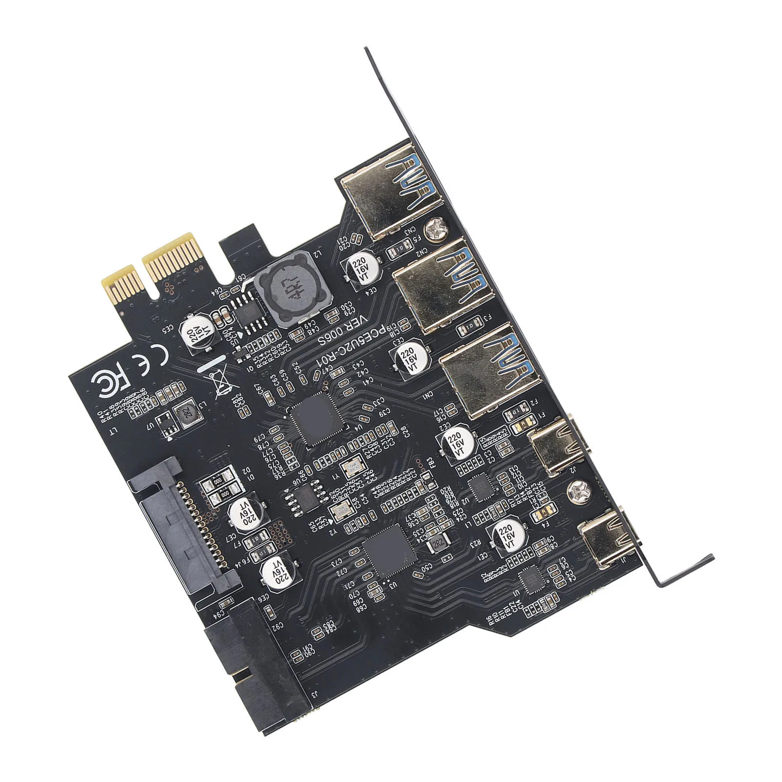 PCIe to USB 3.2 Gen 1 Card 5Gbps 3 USB Type A 2 USB Type C 5-Port PCI Express Expansion Card for Windows for Linux