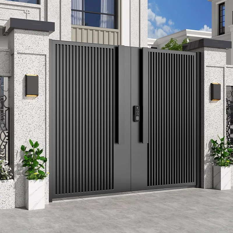 

Aluminum double swing garden door durable house fence door hotel security entrance door