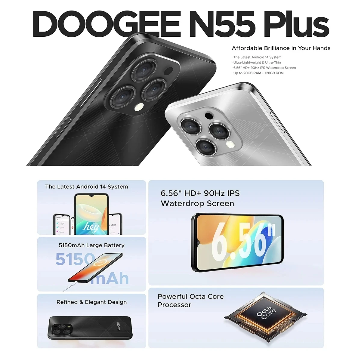 Global version DOOGEE N55 Smartphone 6.56 