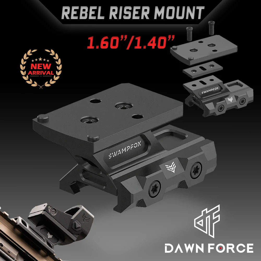 

Tactical Swampfox Rebel Riser Adjustable 1.60” or 1.40” Lower Optical Centerline Height Picatinny Rail Dot Sight Mount Anodize